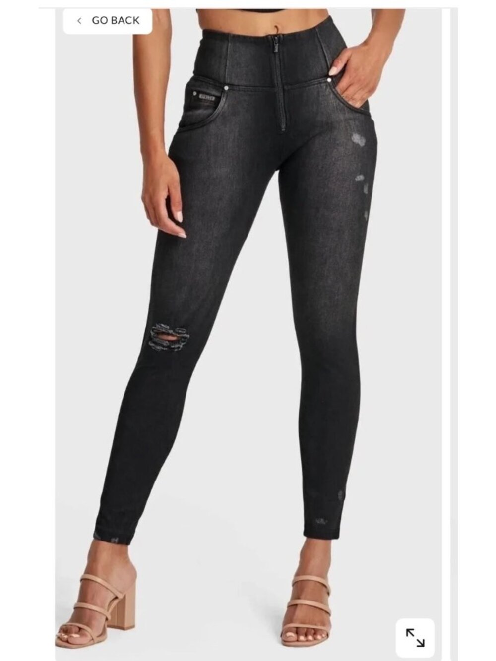 Freddy WR.UP Black Distressed Skinny Fit Jeans With High Waist & Zipper Closure